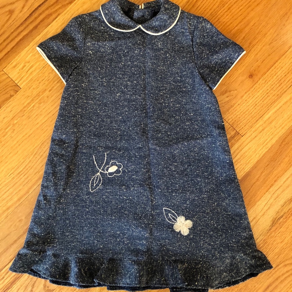 Blue dress with floral design for kids